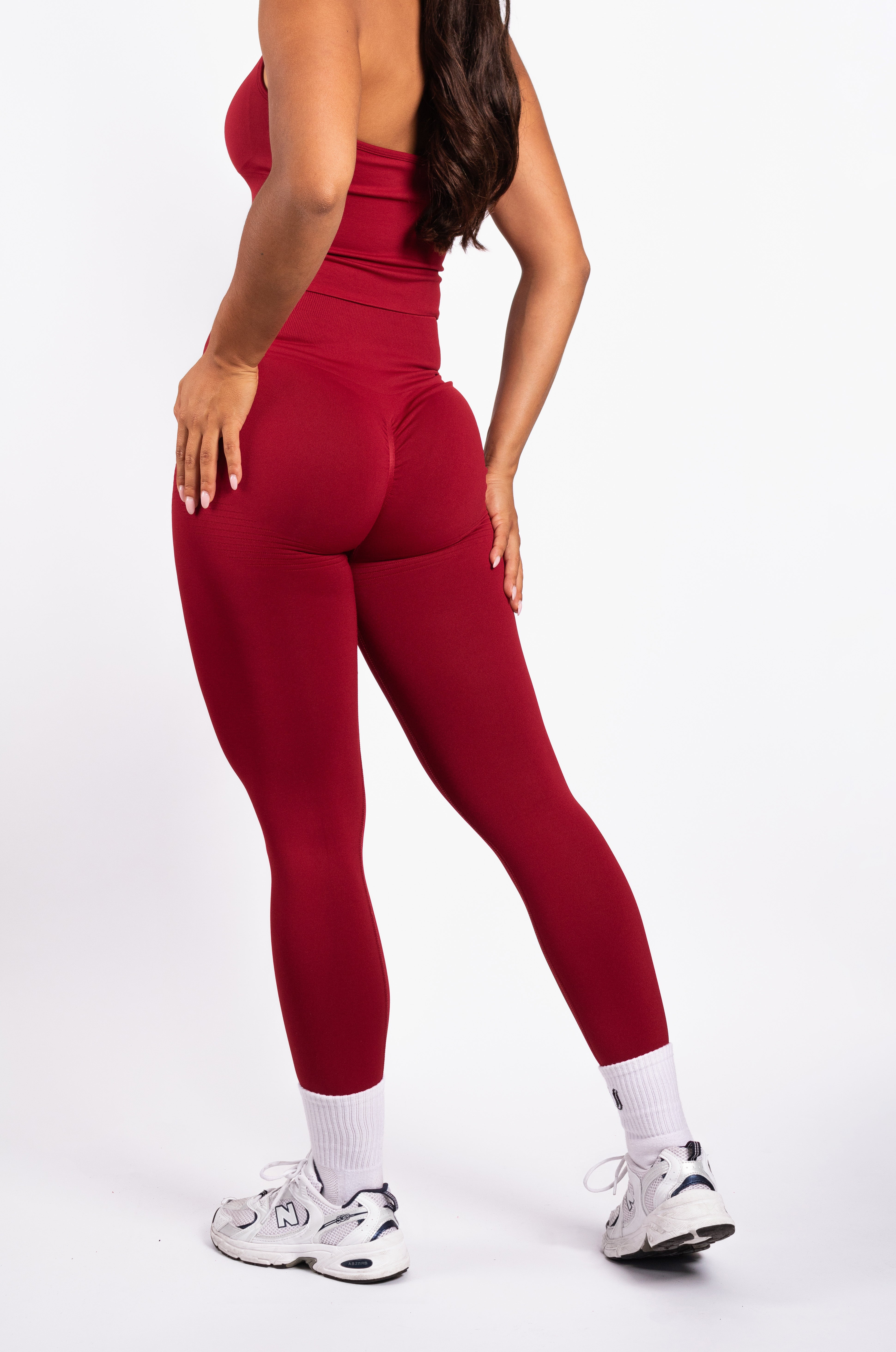 Bibi | Gerippte Nahtlose Legging – Rot