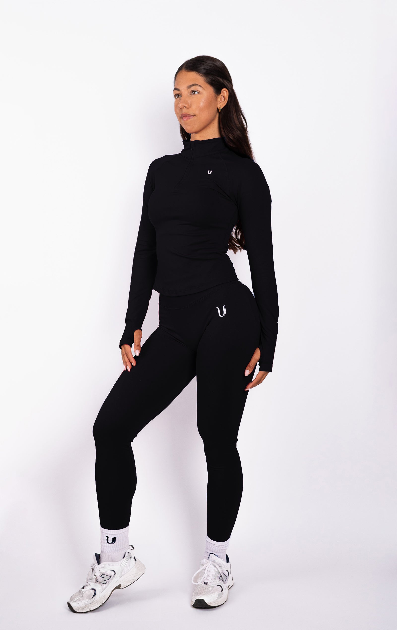 Beau | Half Zip Long Sleeve Top Black