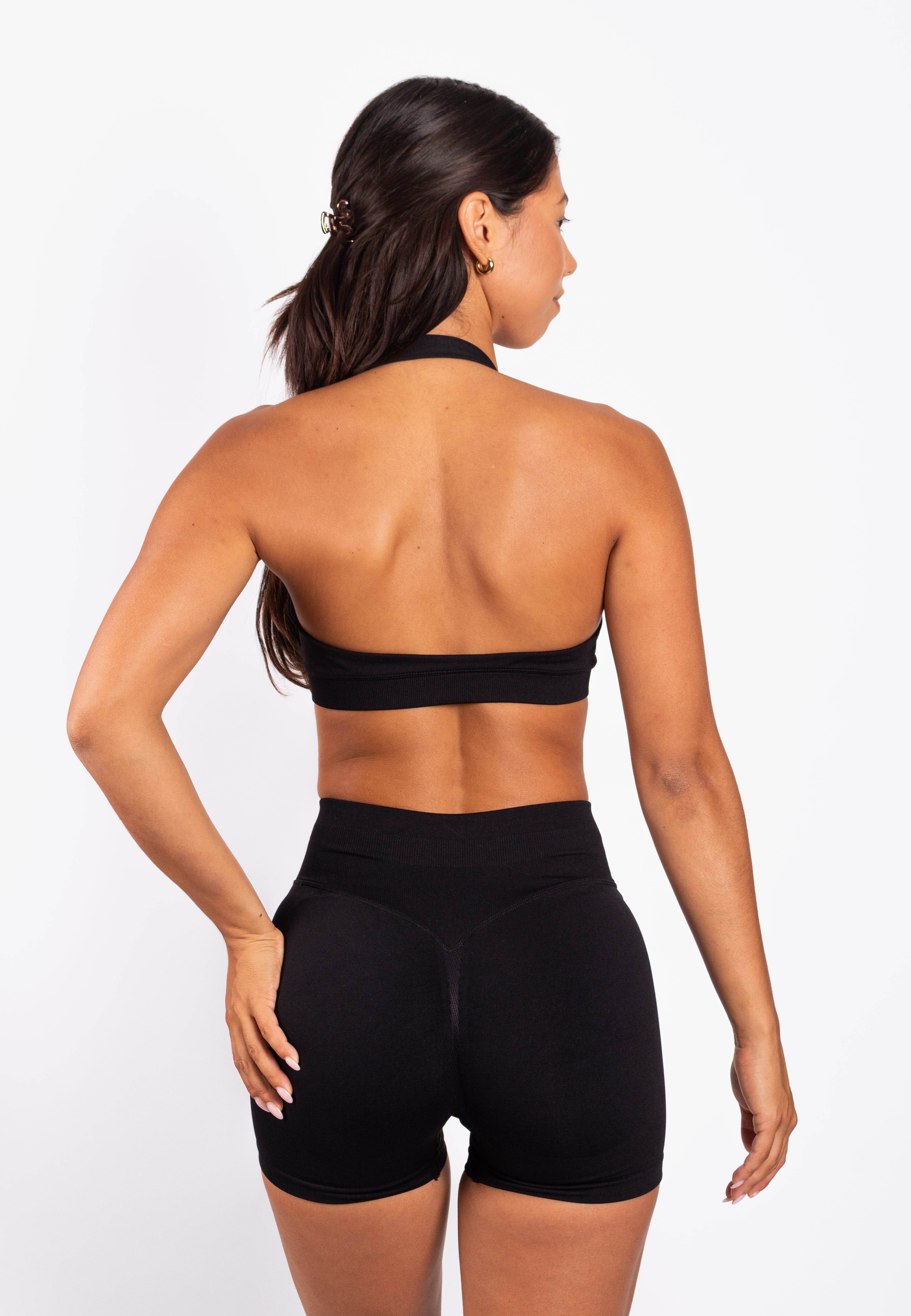 Beau Halter Support Bra Zwart - Dames fitness kleding zijkant