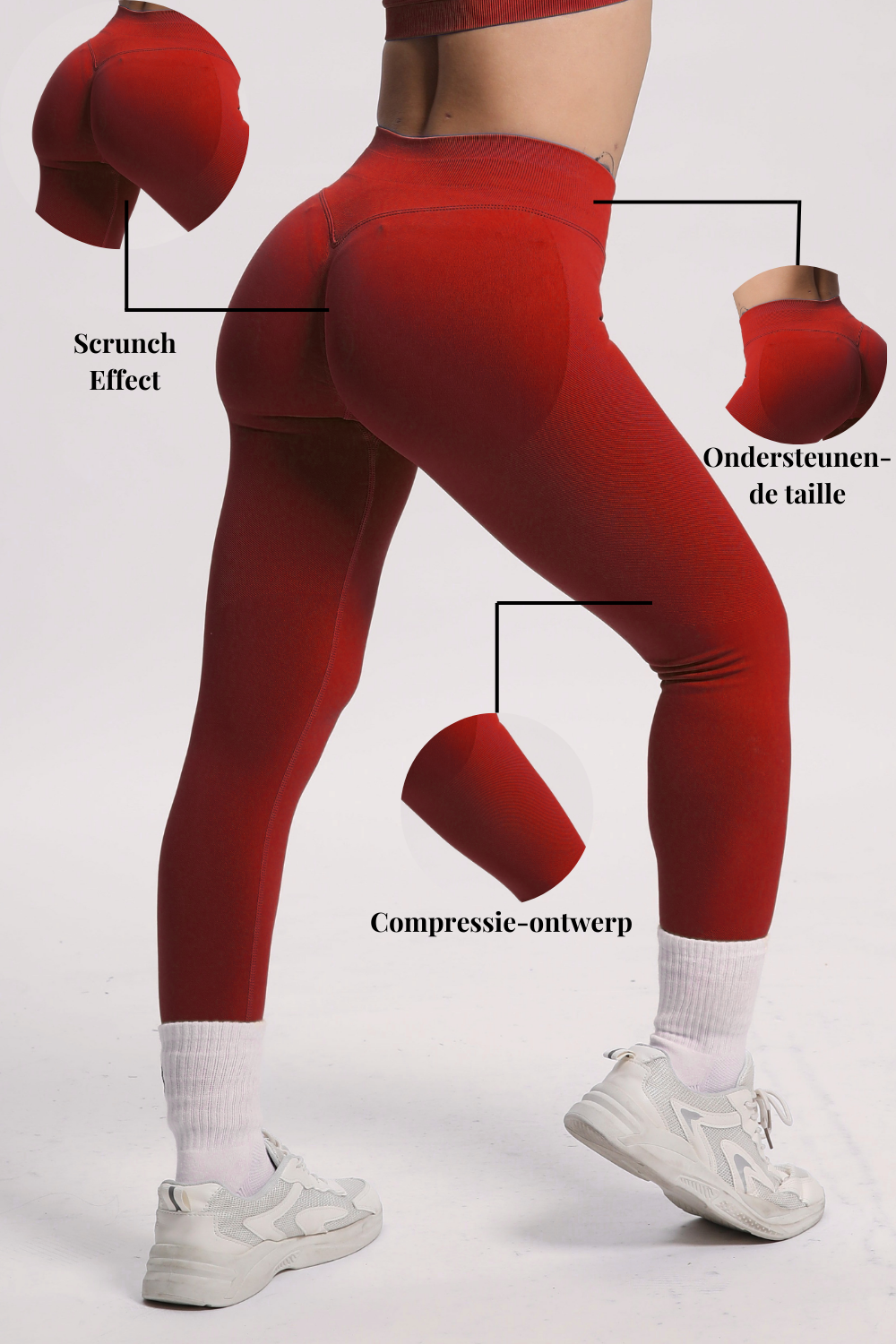 Beau | Premium High Performance Scunch Legging - Rood