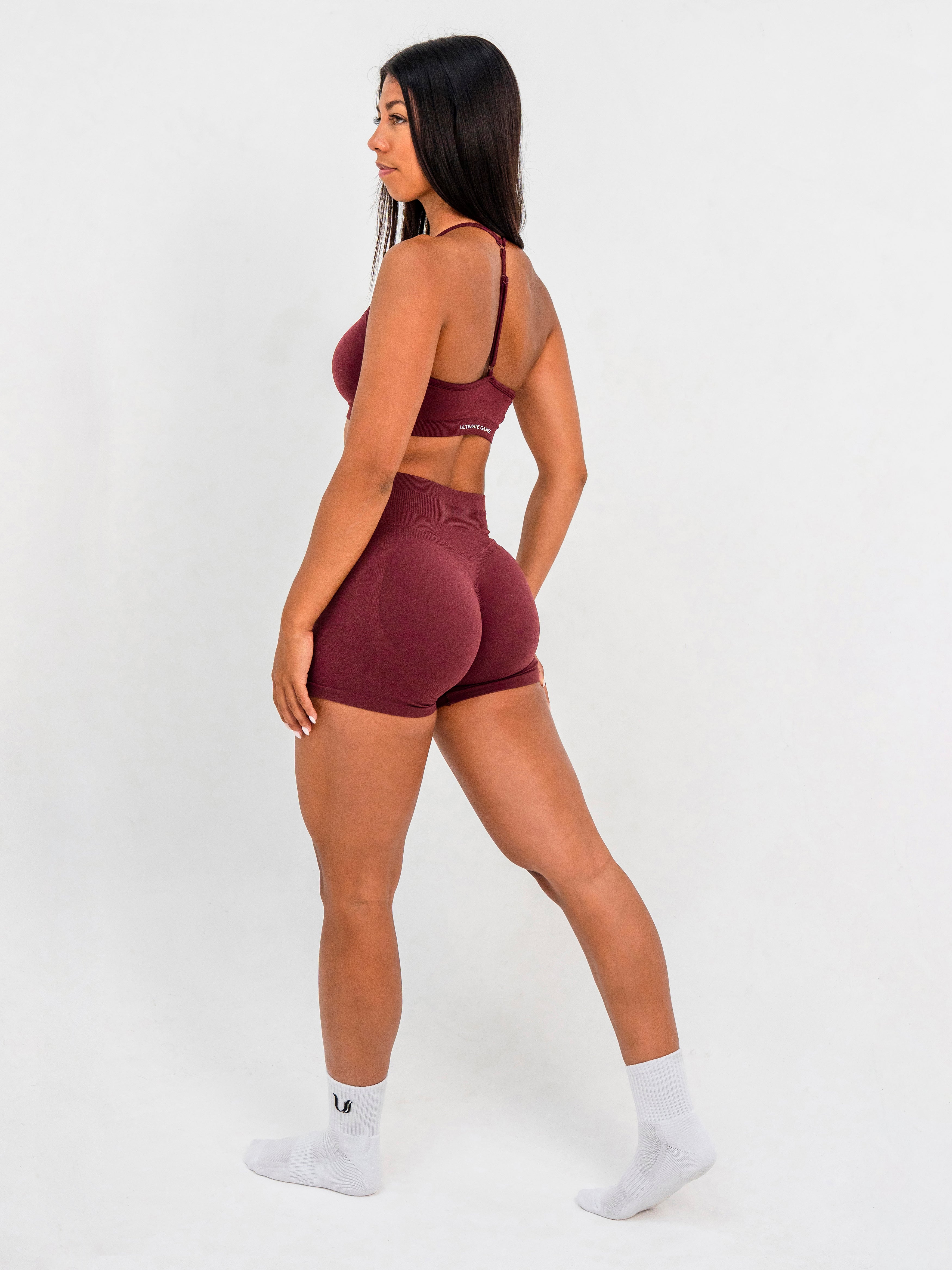 Luna | Premium Seamless Scrunch Short - Burgundy
