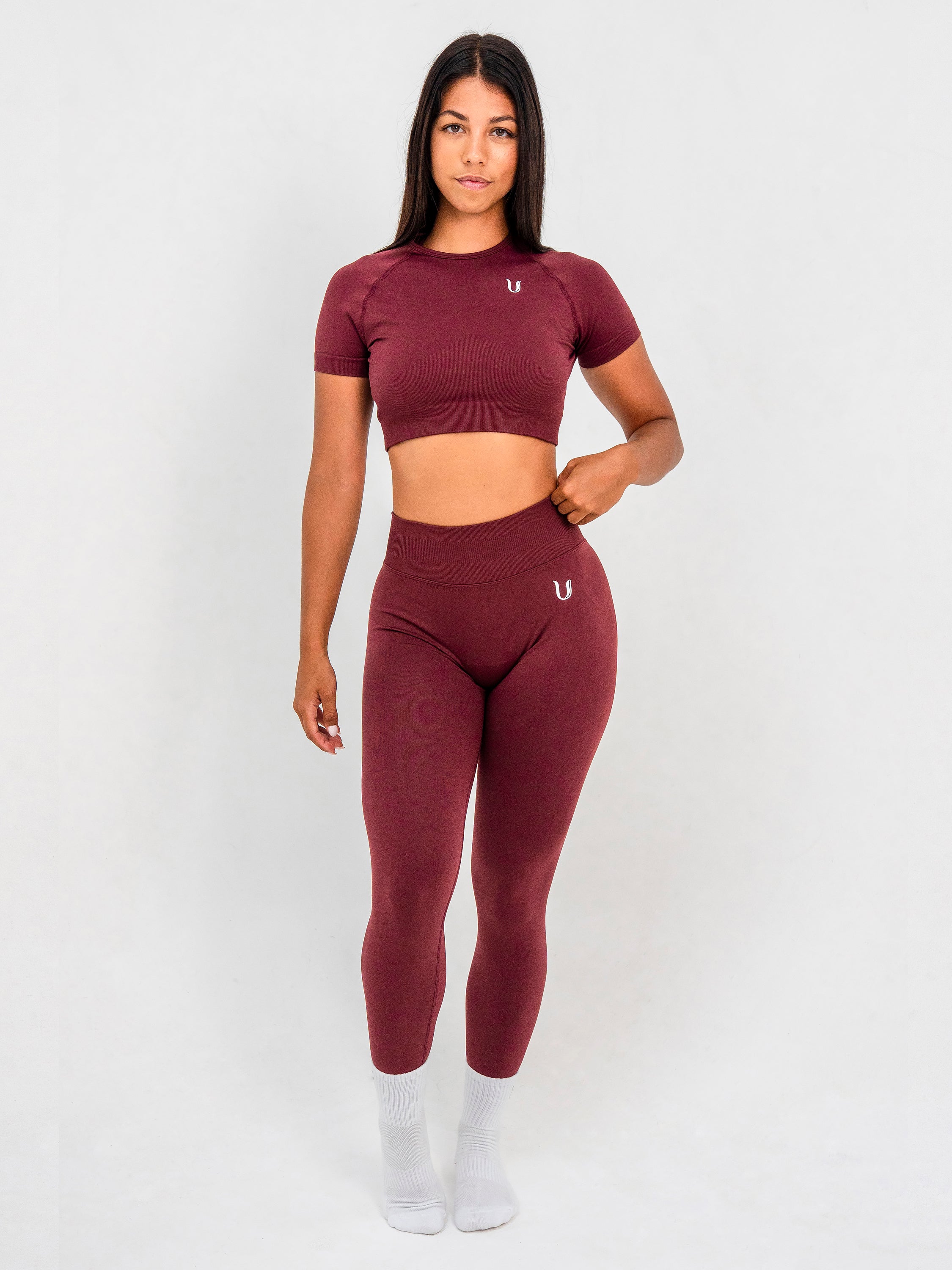 Luna | Premium Seamless Crop Top - Burgundy