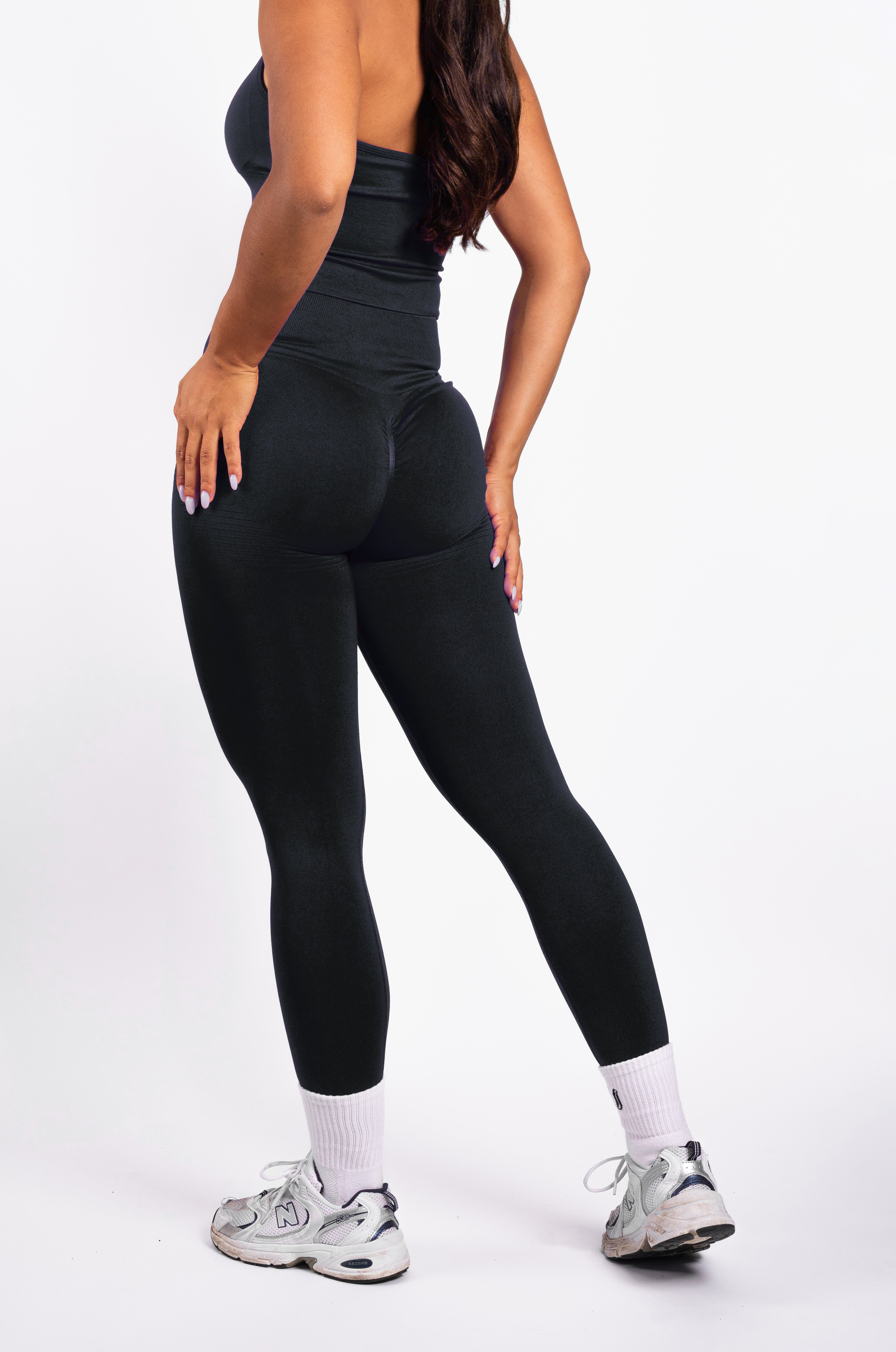 Bibi | Geribde Naadloze Legging – Zwart