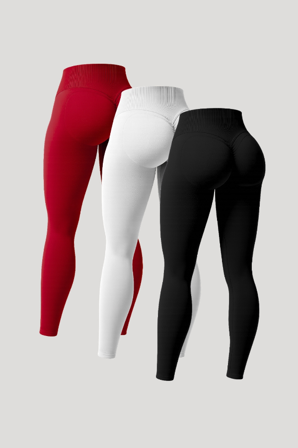 Beau | Premium High Performance Scrunch Legging – 3er Pack