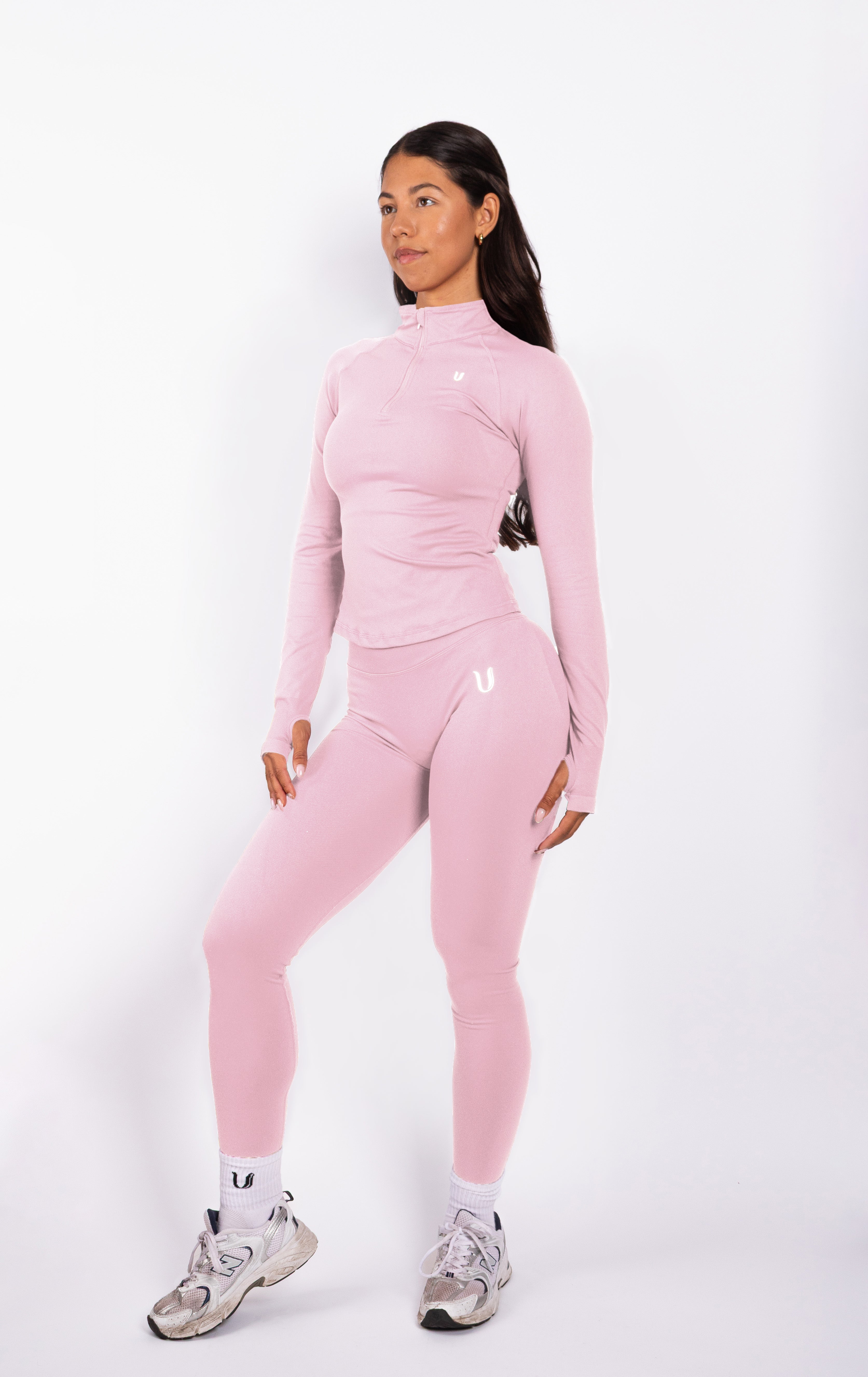 Beau Half Zip Lange Mouwen Top Roze - Dames sportkleding afbeelding 5