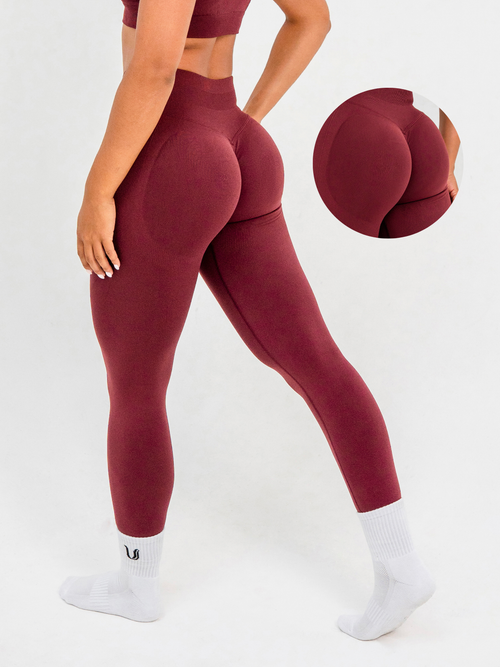Luna | Premium Seamless Scrunch Legging - Burgundy