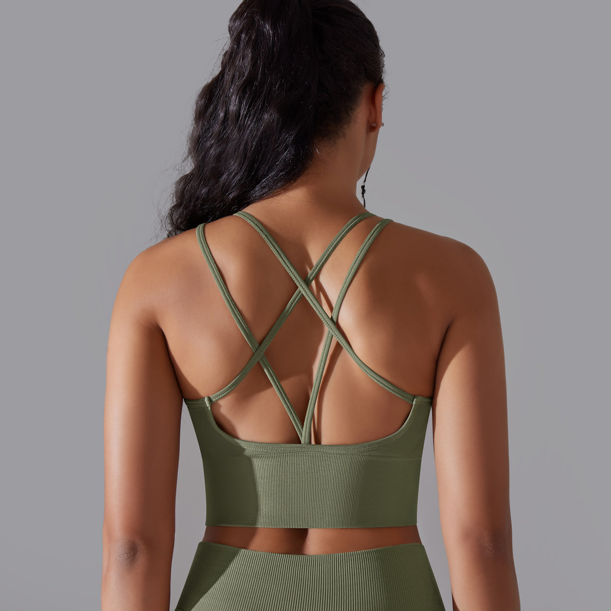 Daisy | Strap Sport Bra - GreenGray