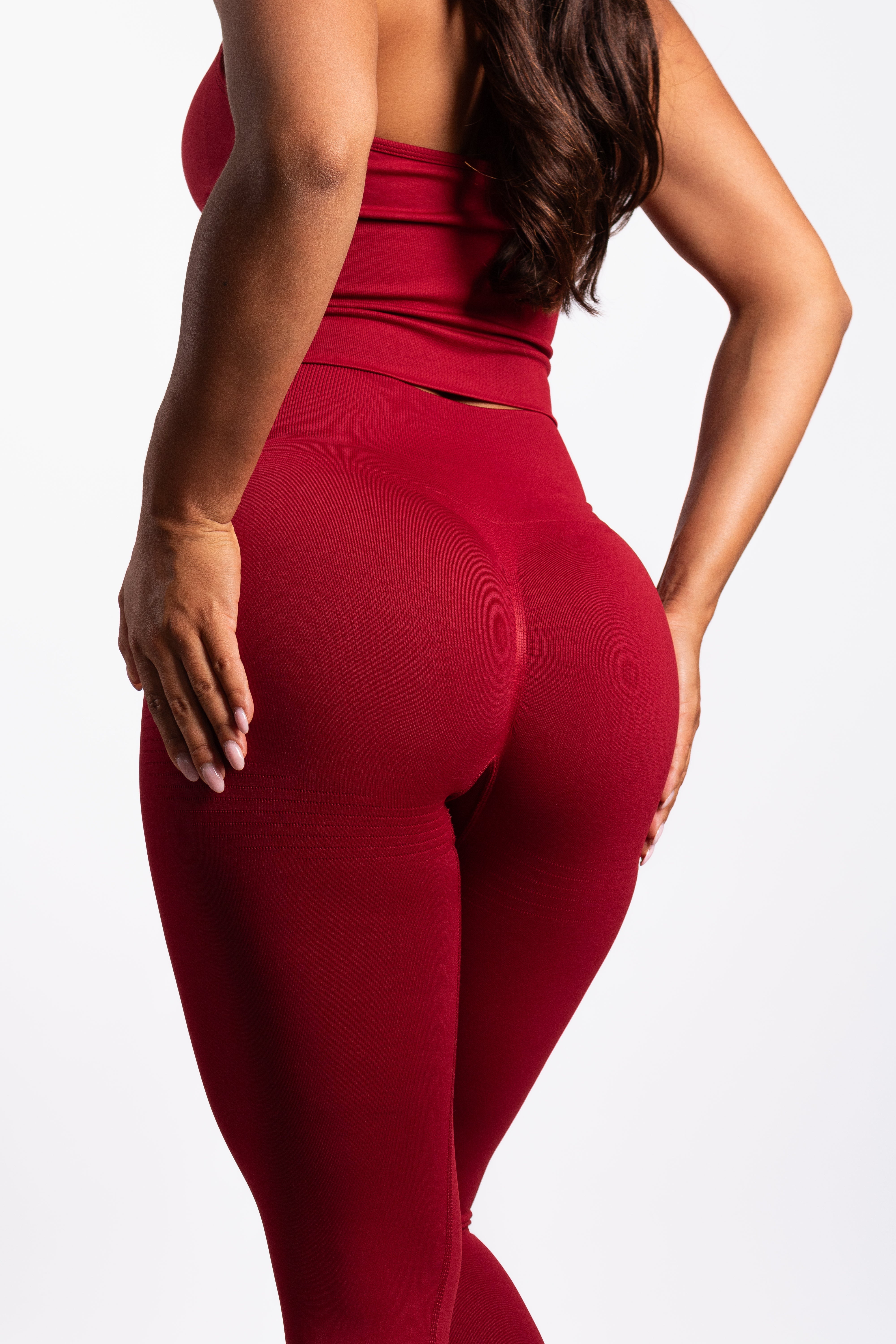Bibi | Gerippte Nahtlose Legging – Rot