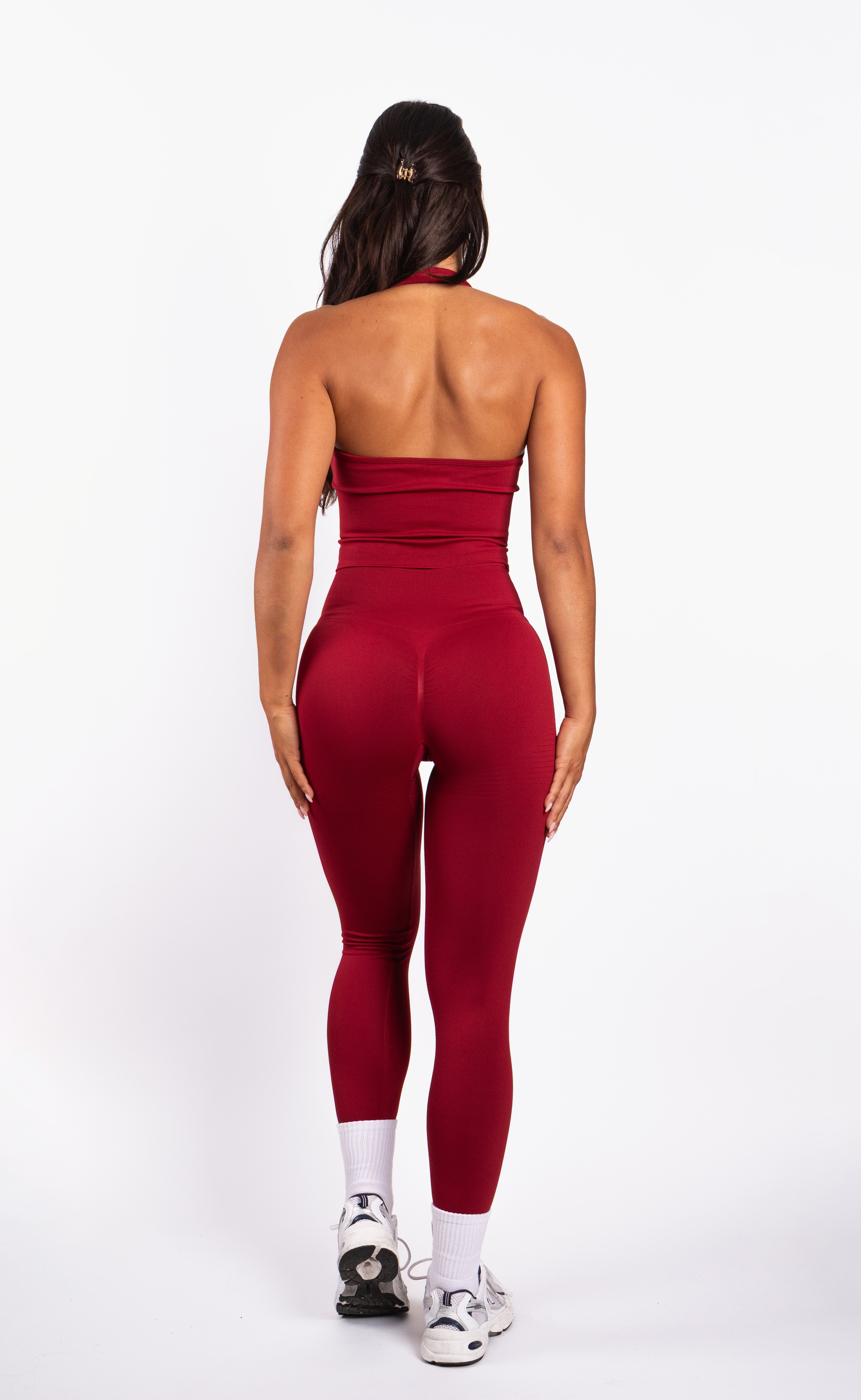 Bibi | Gerippte Nahtlose Legging – Rot
