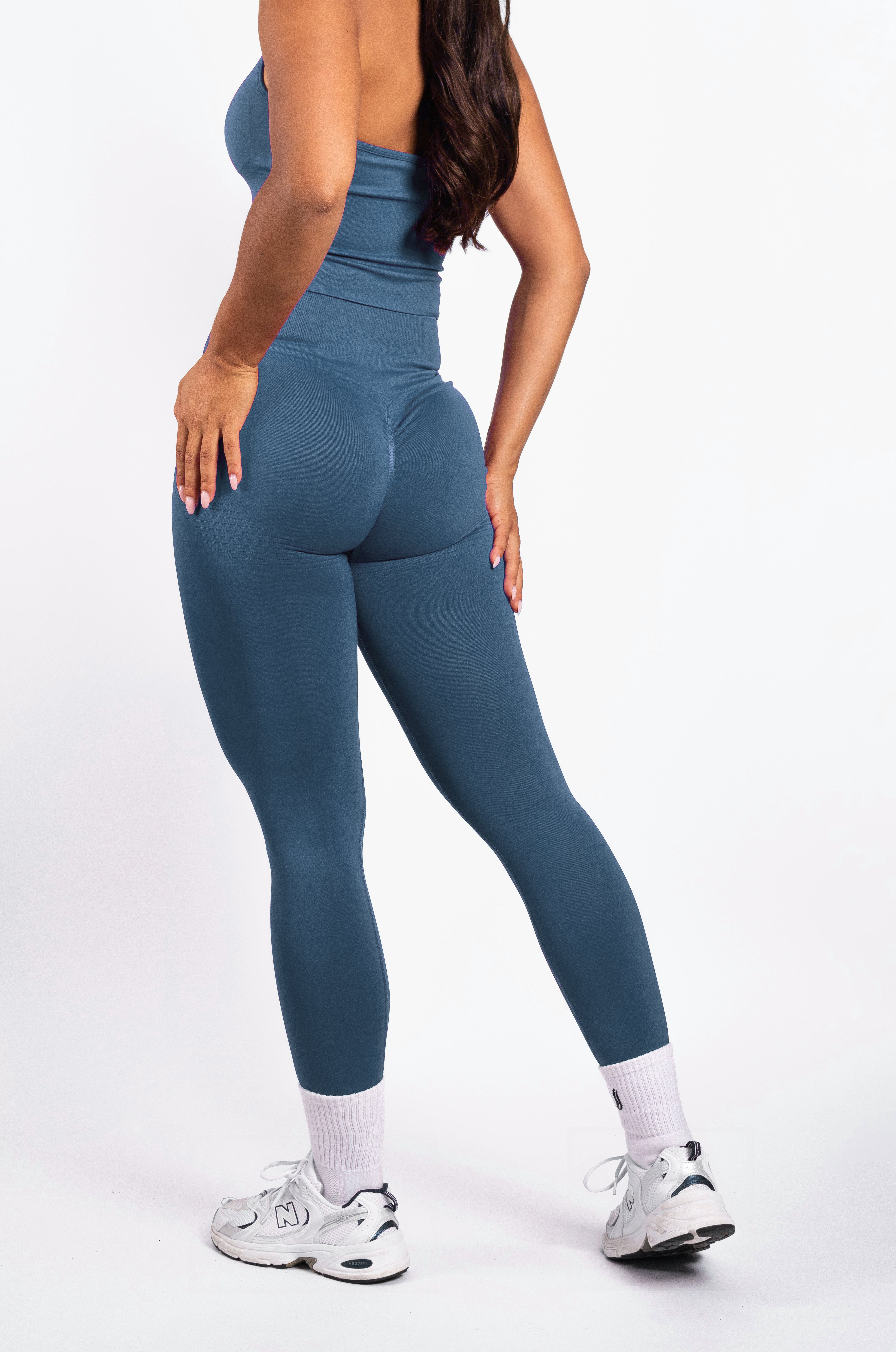 Bibi | Gerippte Nahtlose Leggings – Blau