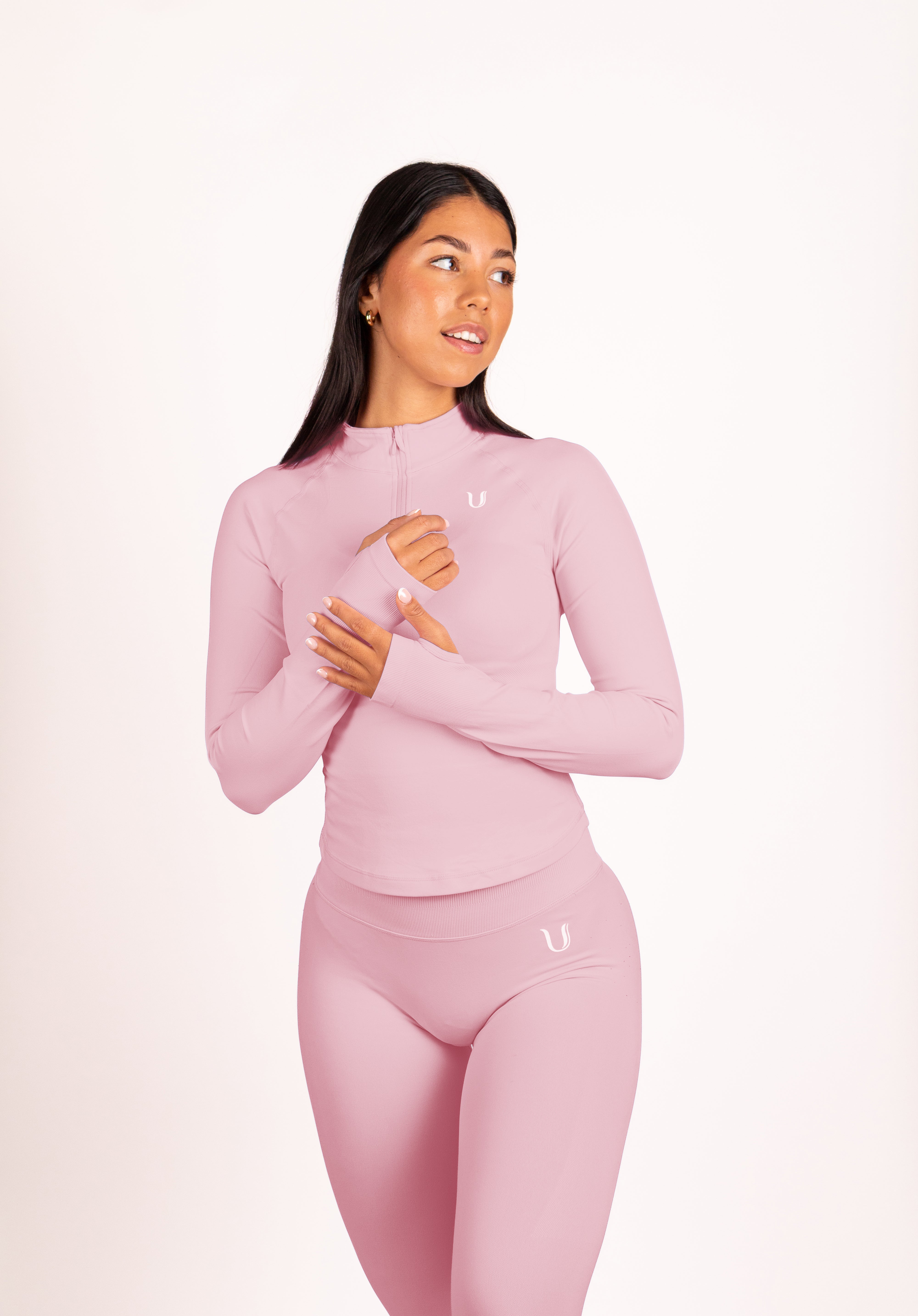 Beau Half Zip Lange Mouwen Top Roze - Dames sportkleding afbeelding 15