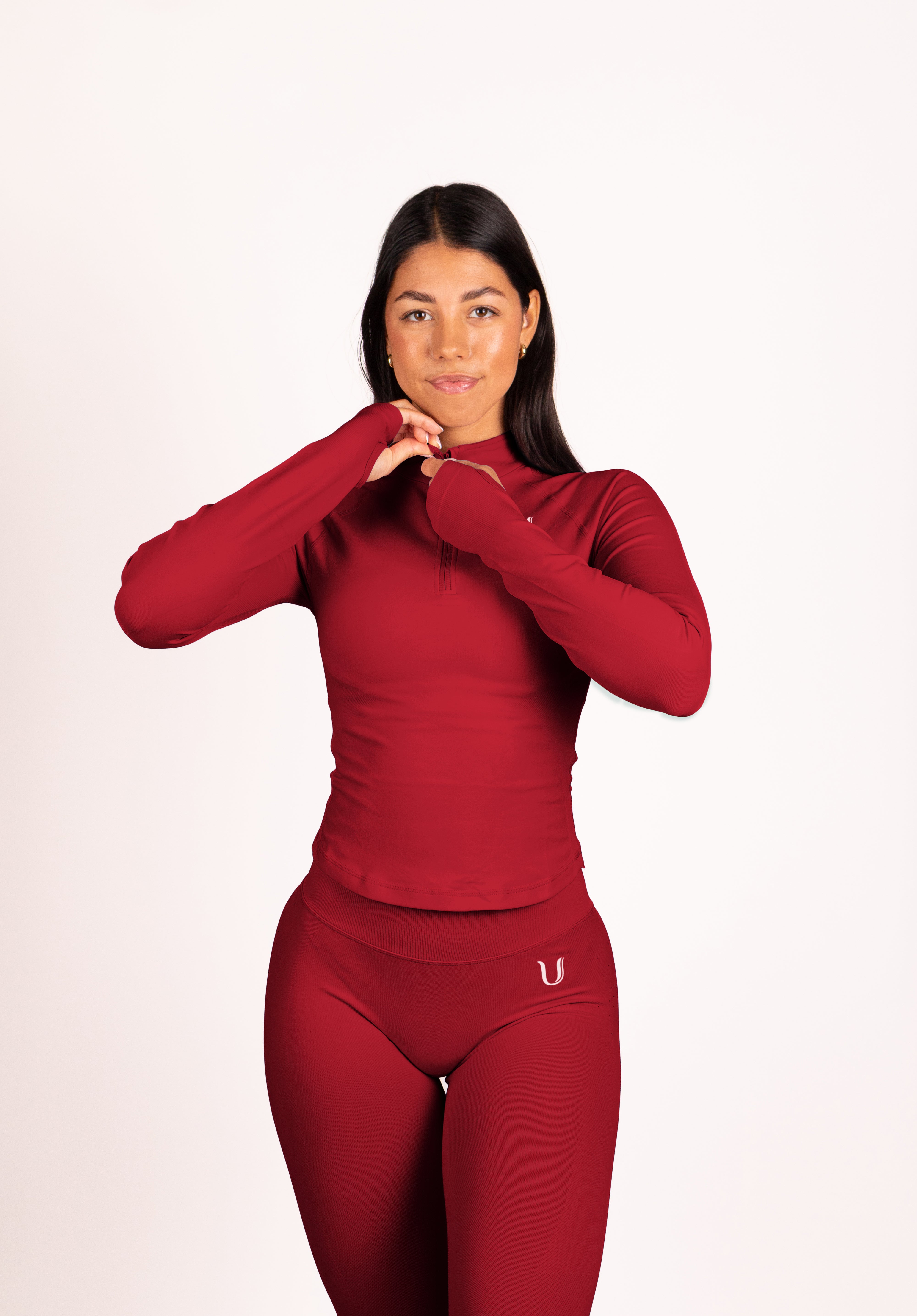 Beau Half Zip Lange Mouwen Top Rood - Dames sportkleding afbeelding 9