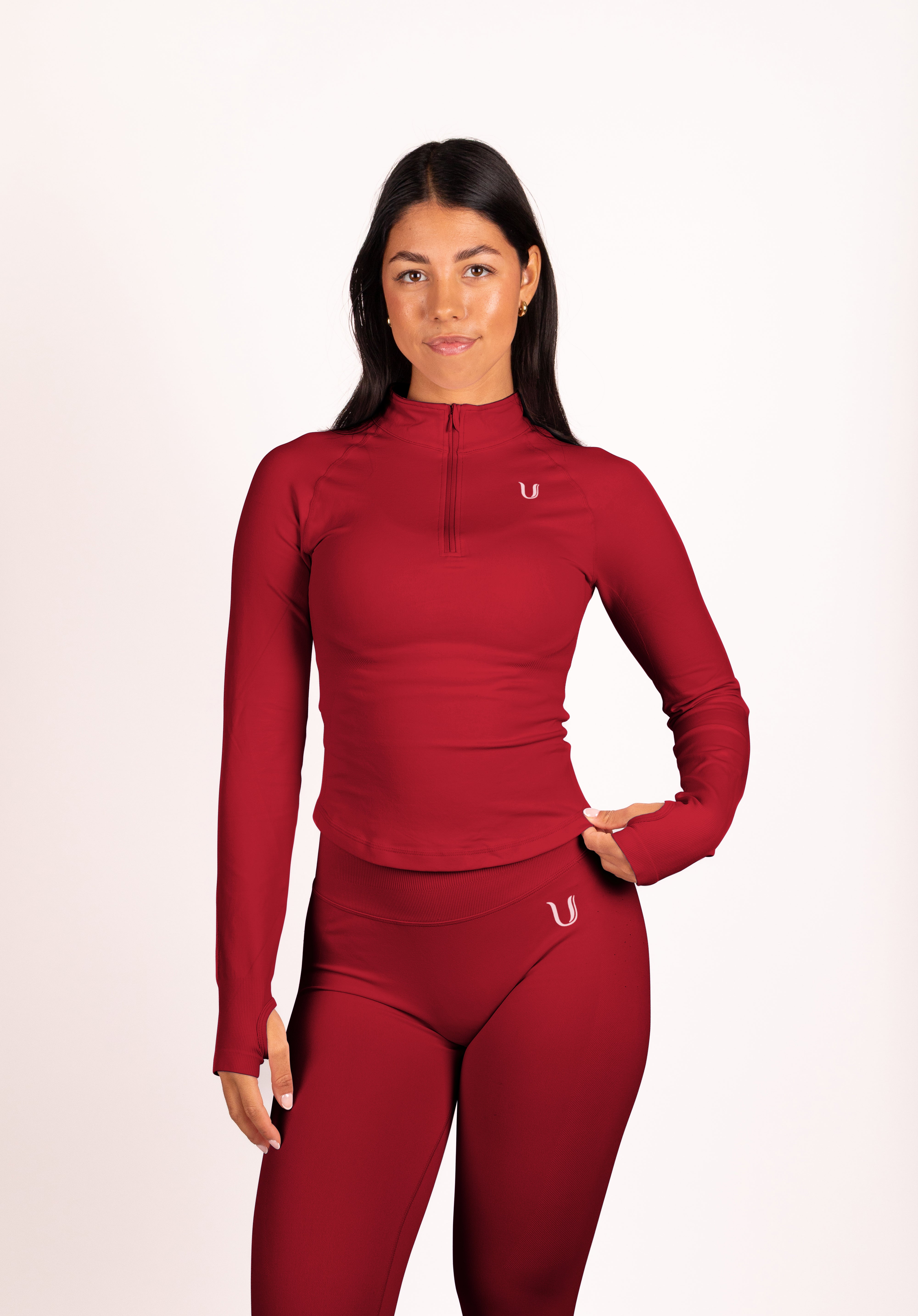 Beau Half Zip Lange Mouwen Top Rood - Dames sportkleding afbeelding 7