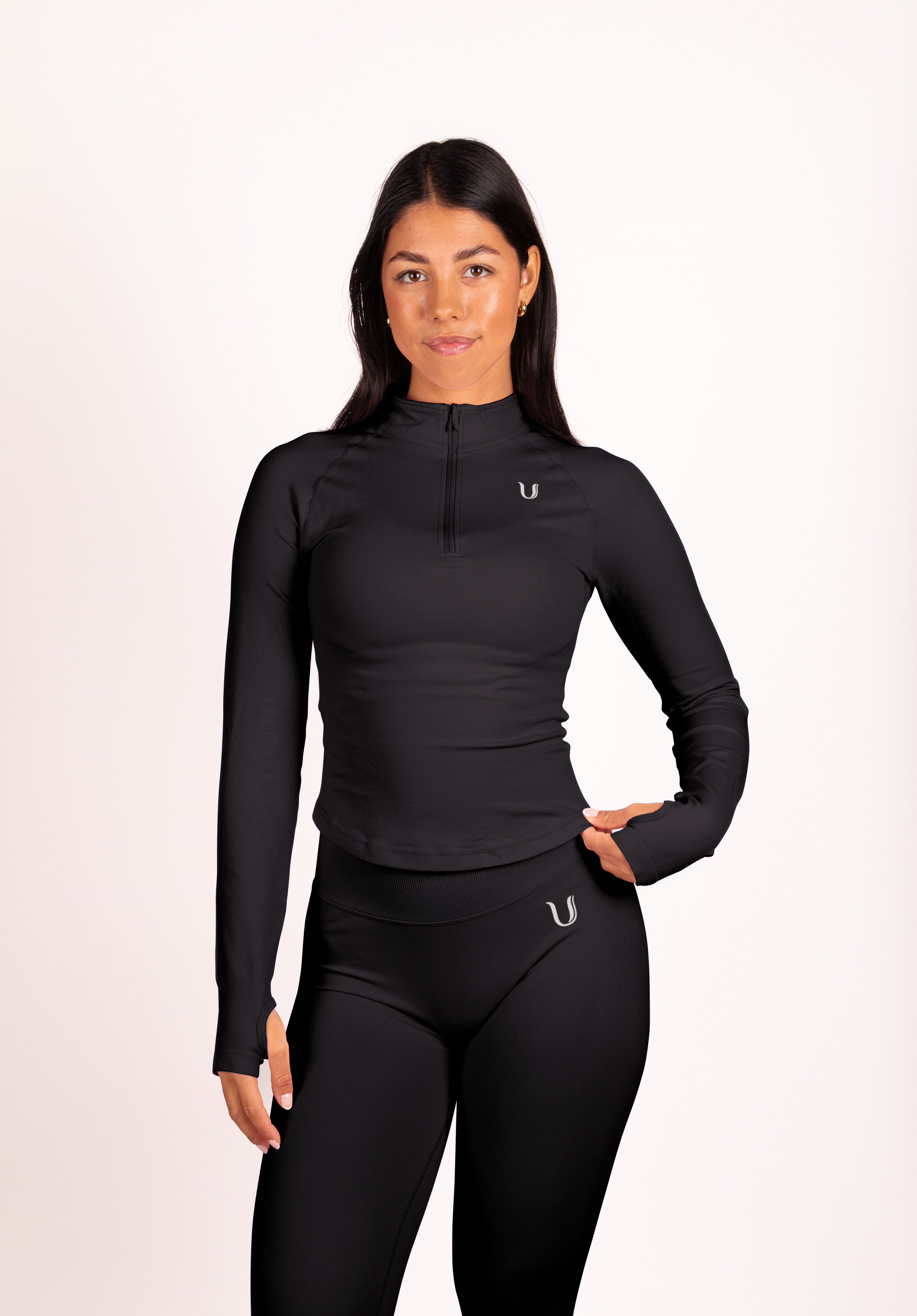 Beau Half Zip Lange Mouwen Top Zwart - Dames sportkleding afbeelding 5