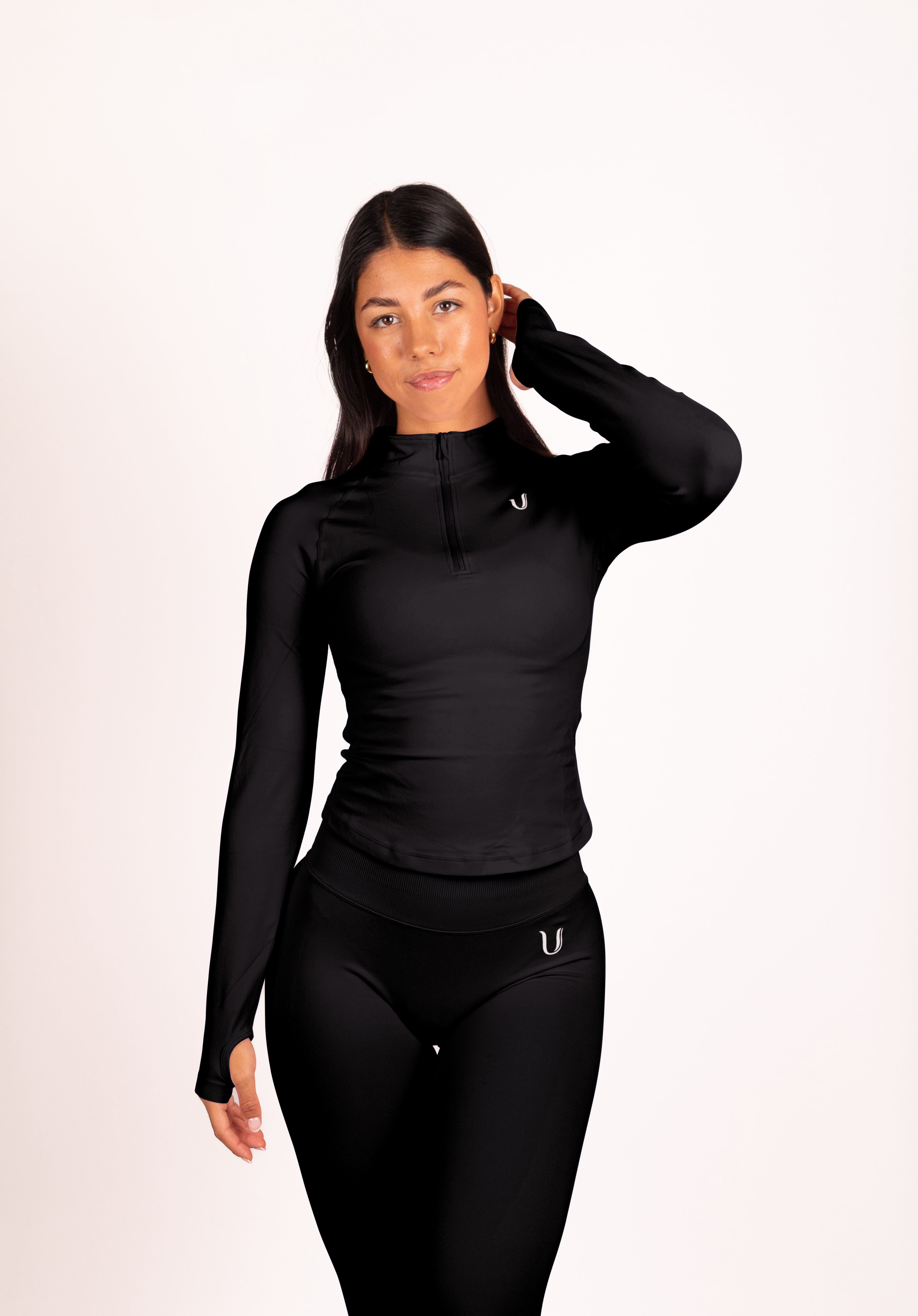 Beau Half Zip Lange Mouwen Top Zwart - Dames sportkleding afbeelding 12