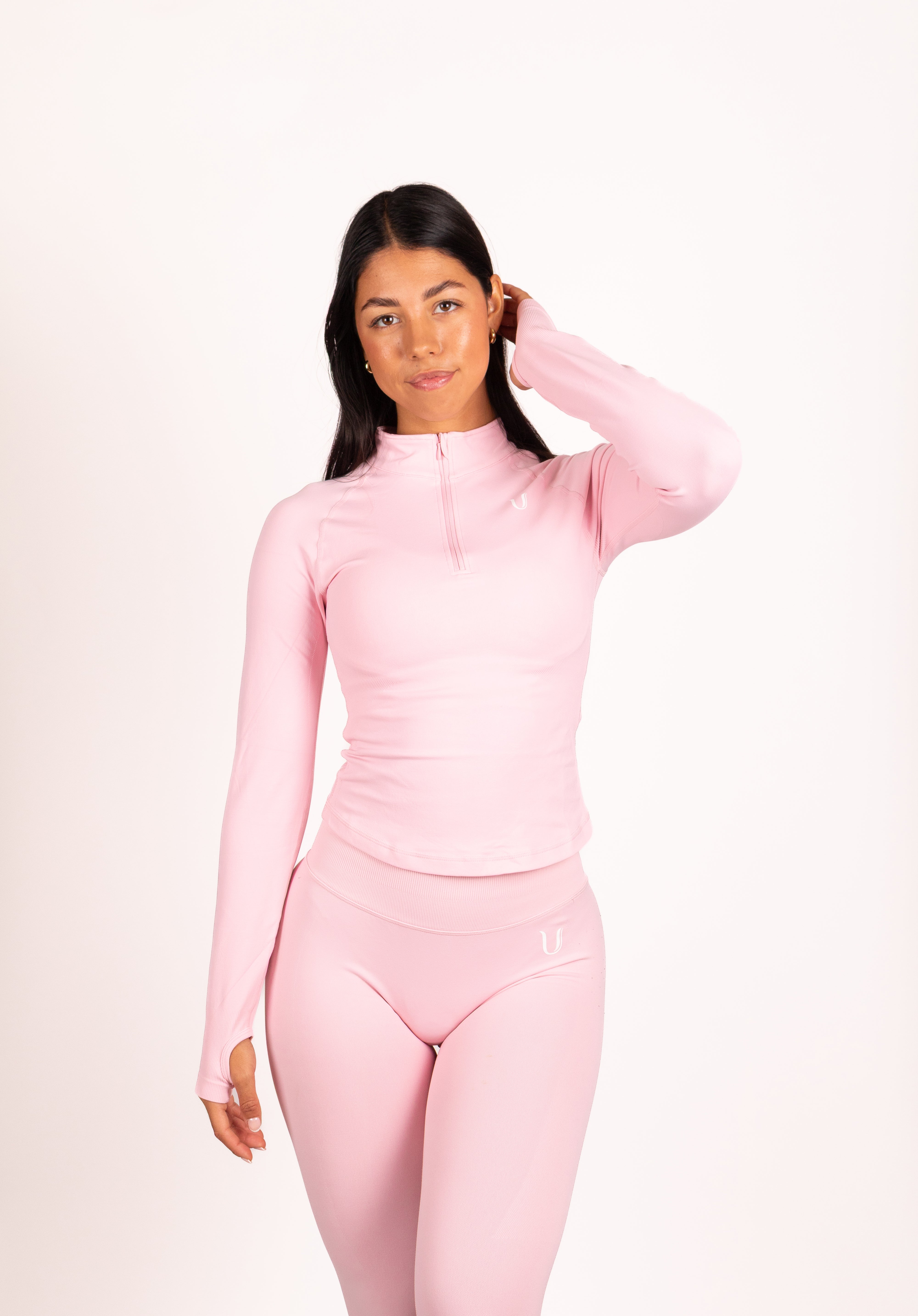 Beau Half Zip Lange Mouwen Top Roze - Dames sportkleding afbeelding 11
