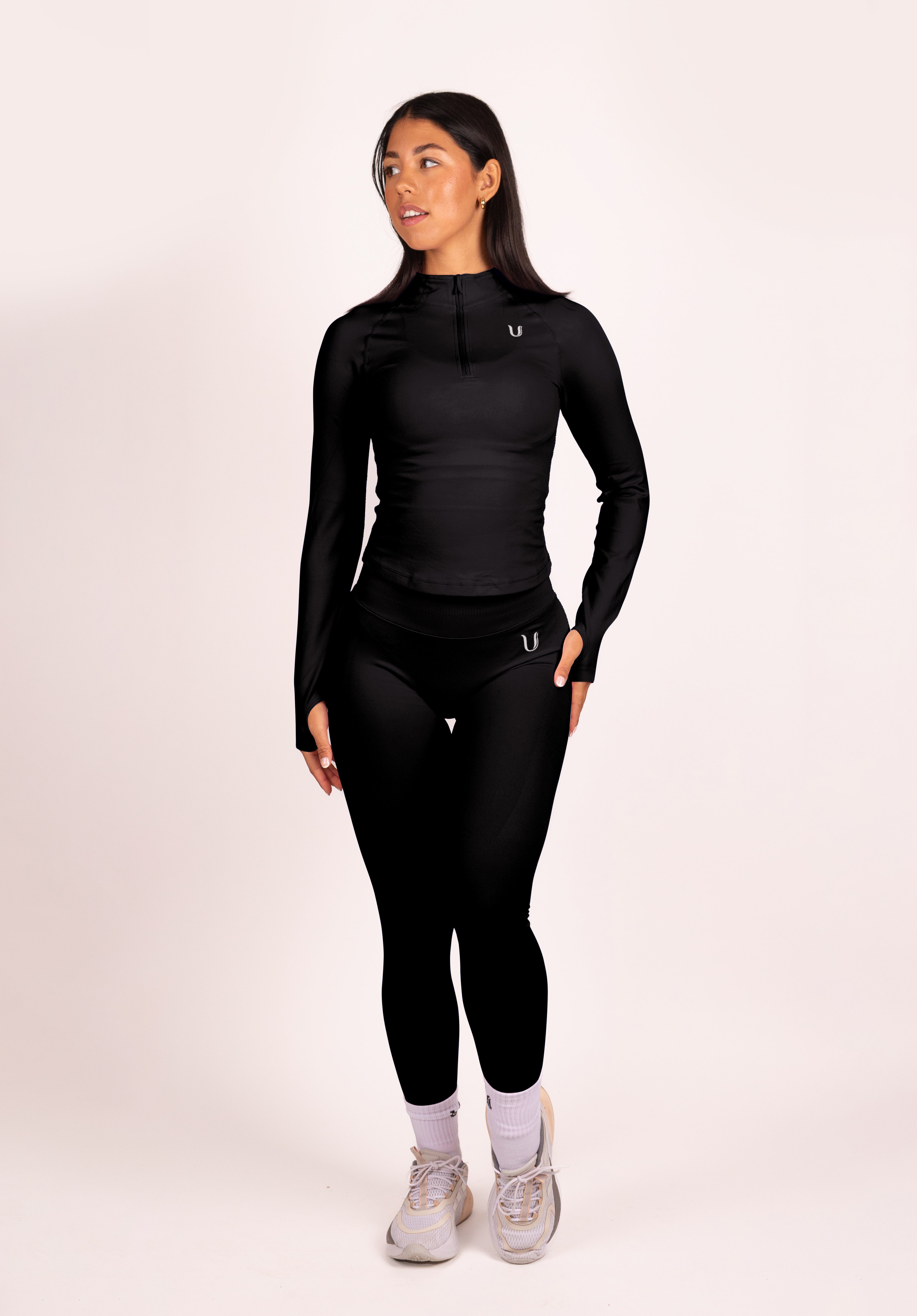 Beau Half Zip Lange Mouwen Top Zwart - Dames sportkleding afbeelding 10