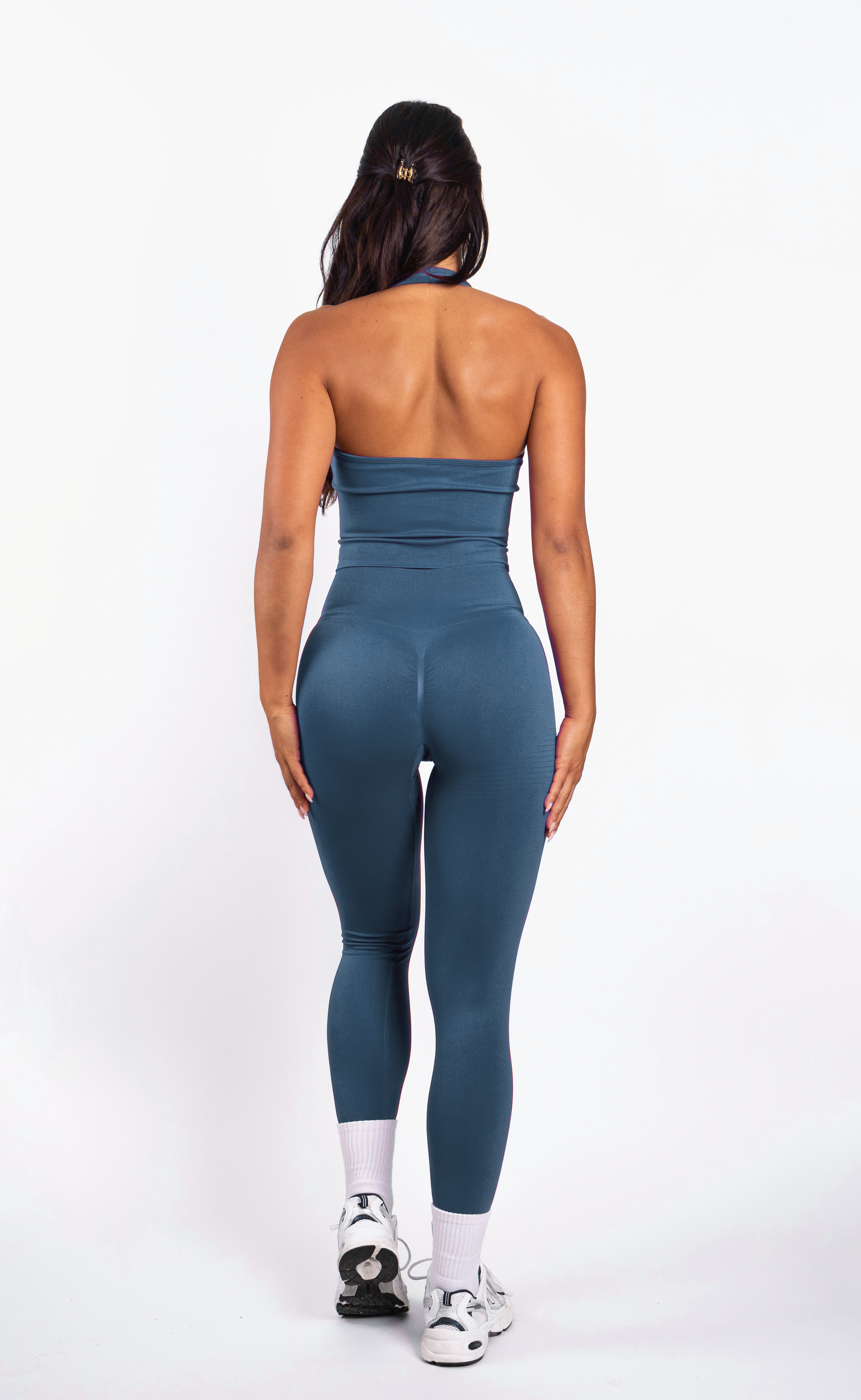 Bibi | Gerippte Nahtlose Halter Top – Blau