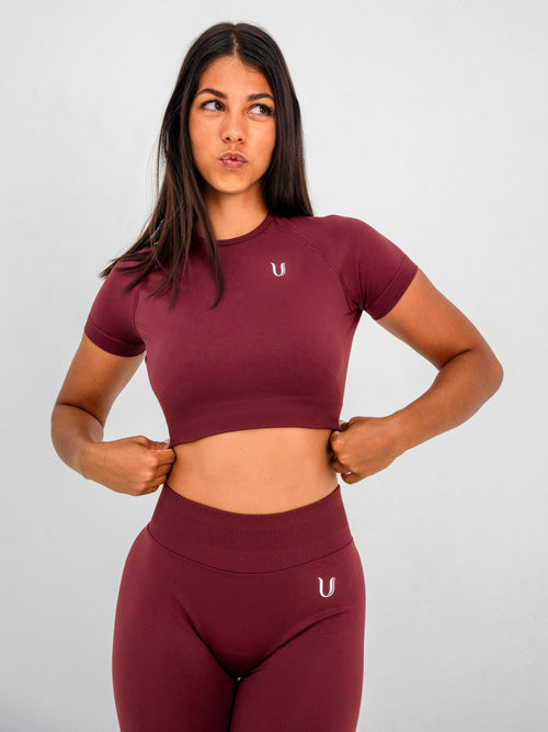 Luna | Premium Seamless Crop Top - Burgundy