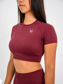 Luna | Premium Seamless Crop Top - Burgundy