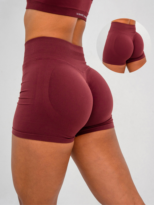 Luna | Premium Seamless Scrunch Short - Burgundy