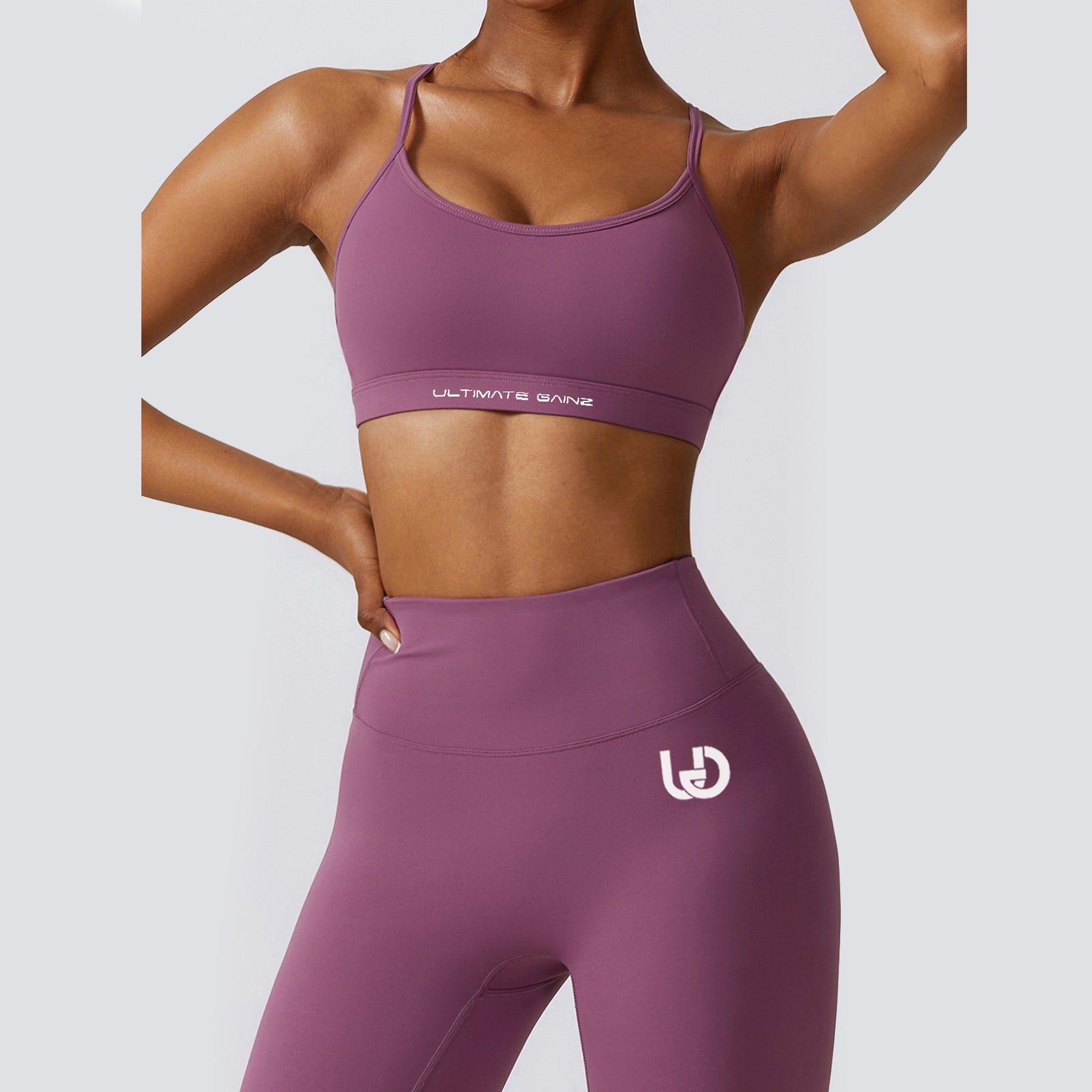 Hailey-Set | Nahtlos Top Leggings - Hellviolett