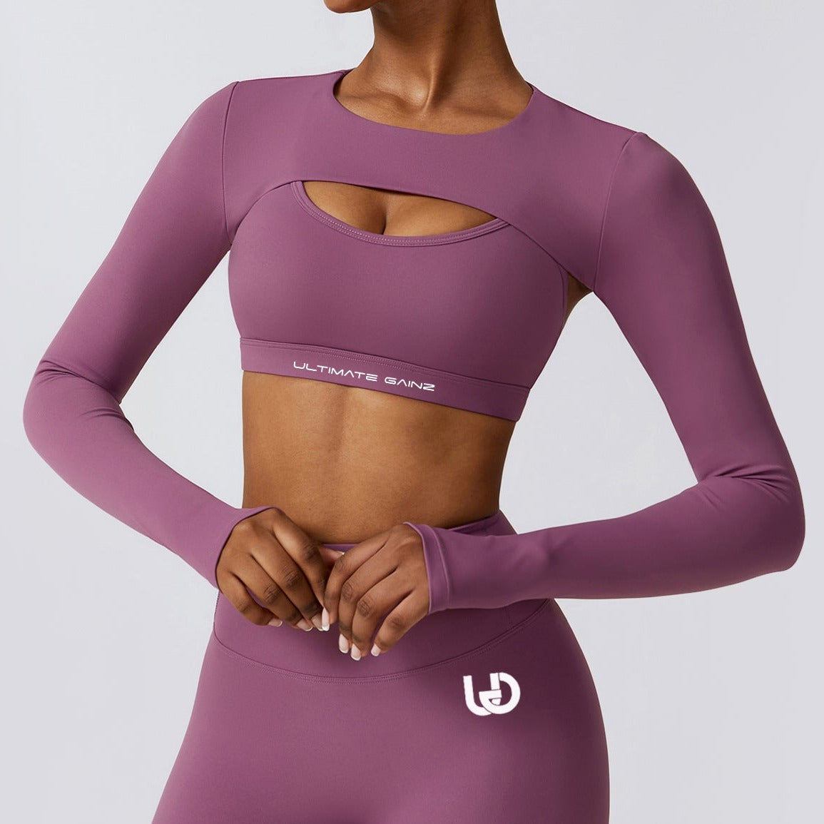 Hailey | Long Sleeve Crop Top - LightPurple