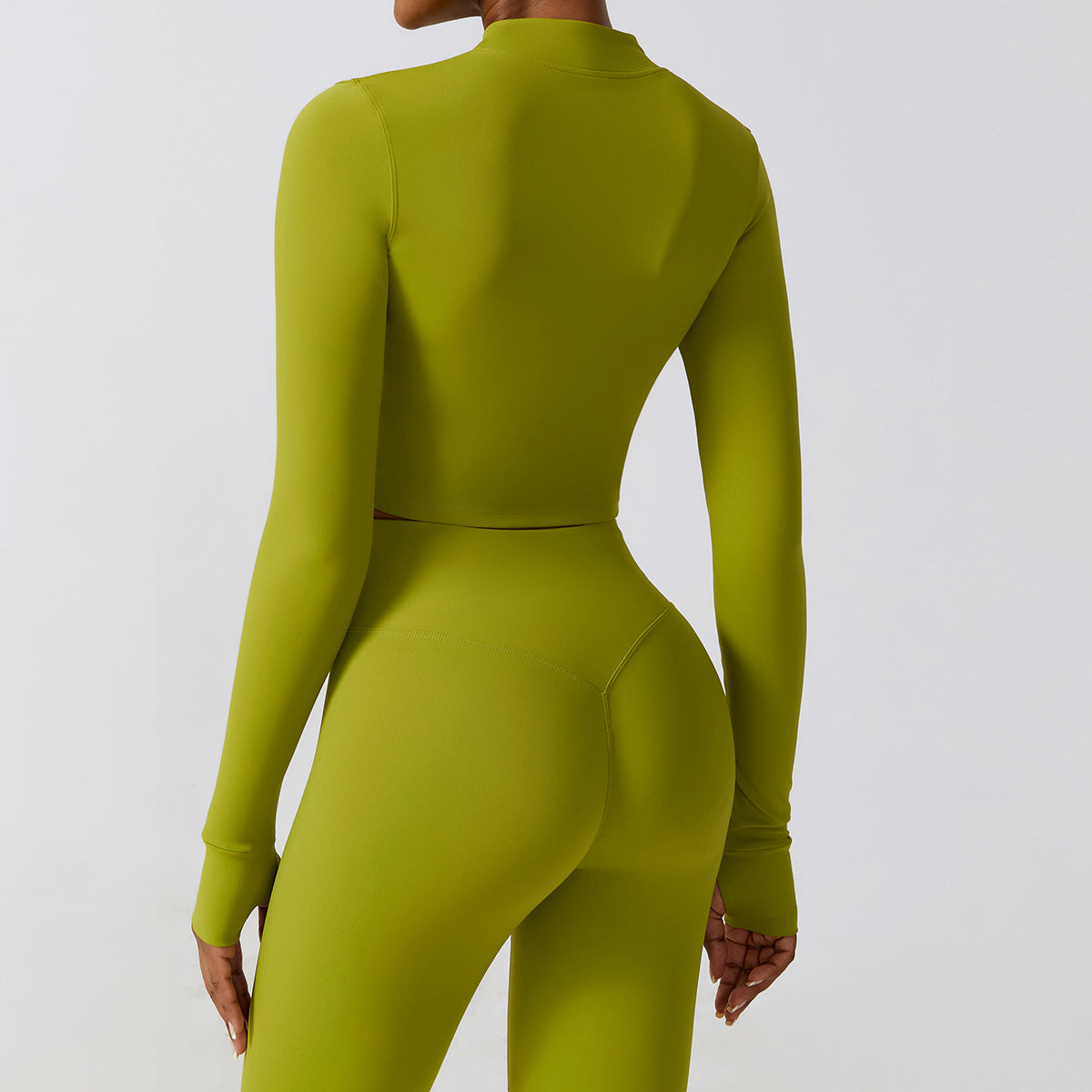 Hailey-Set | Langer Arm Top Leggings - Matcha