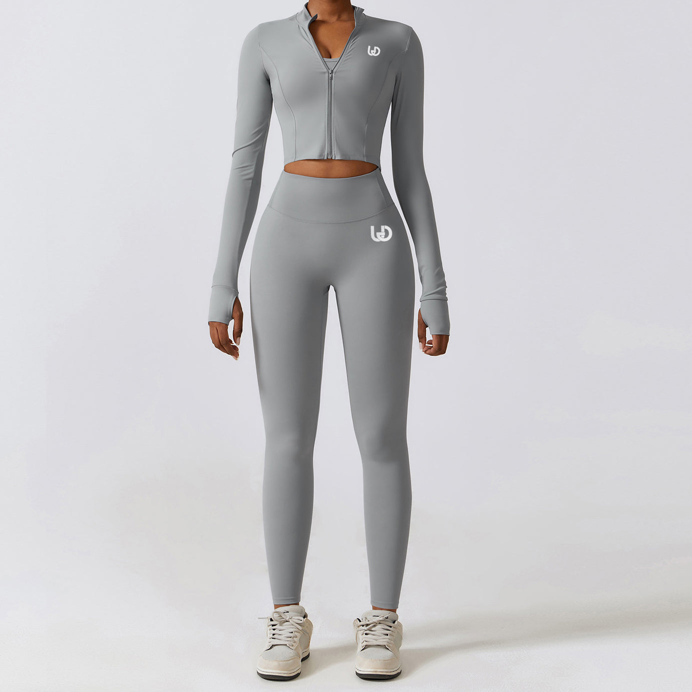 Hailey Set | Long Arm Top Legging - LighGrey