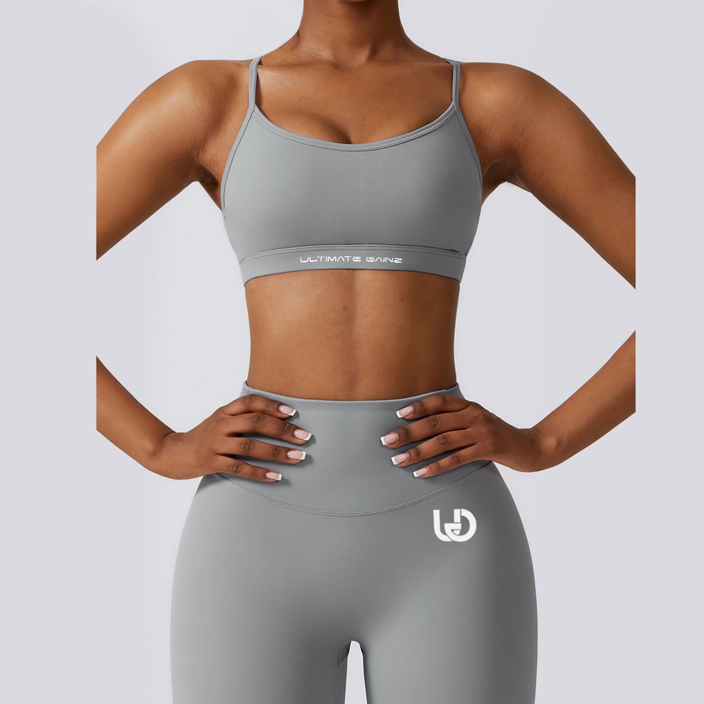 Hailey-Set | Top Leggings - Hellgrau