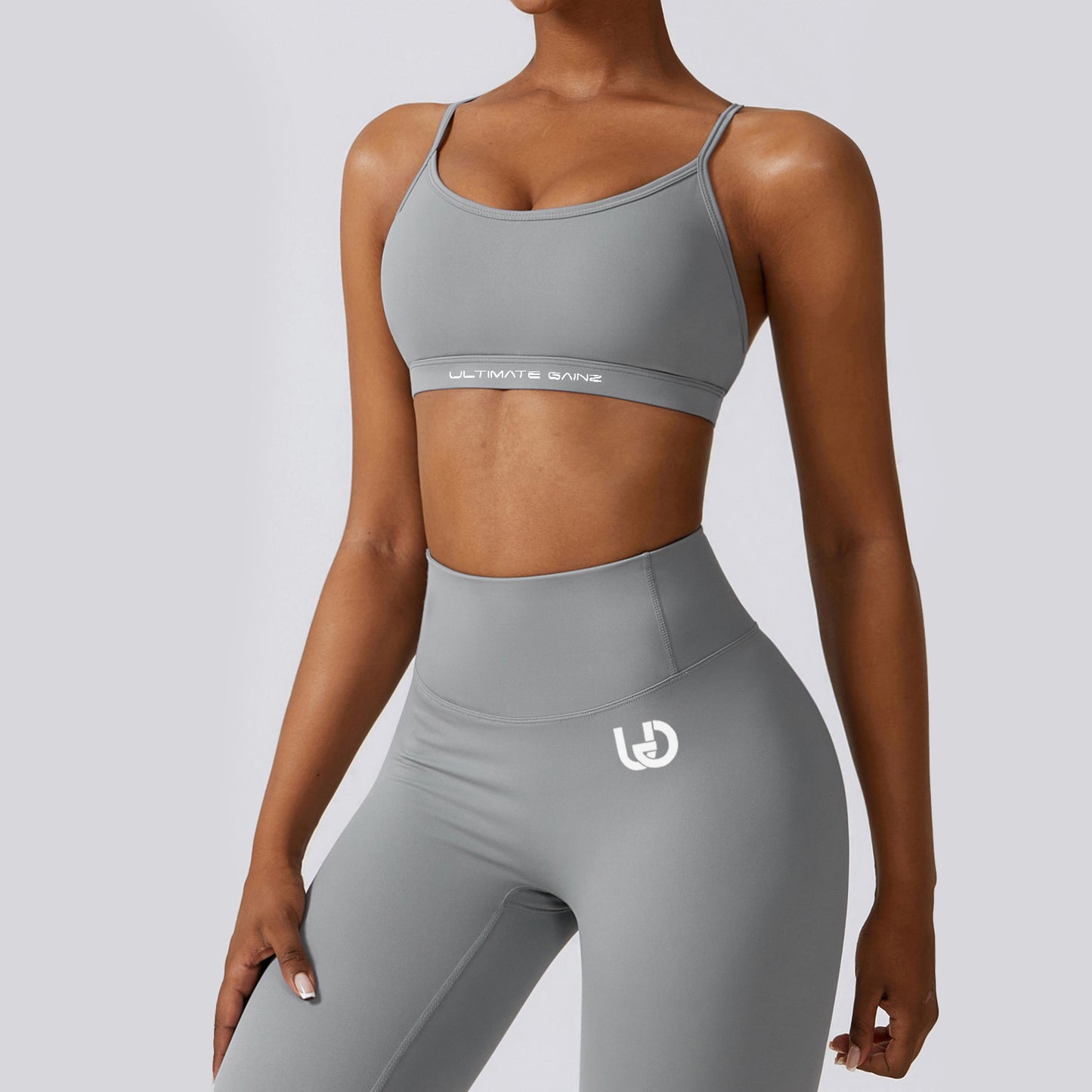 Hailey-Set | Top Leggings - Hellgrau