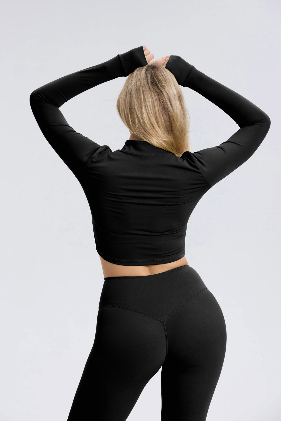 Hailey-Set | Langarm Top Leggings - Schwarz