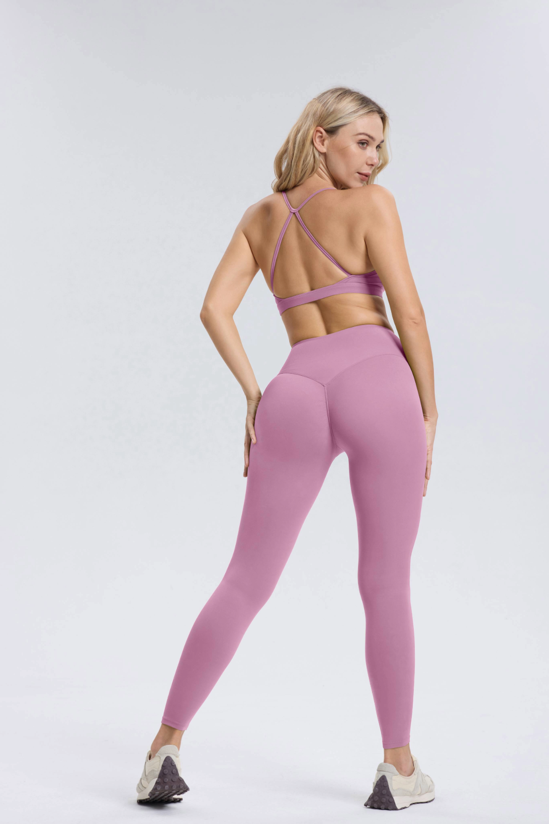 Hailey-Set | Nahtlos Top Leggings Set - Hellviolett