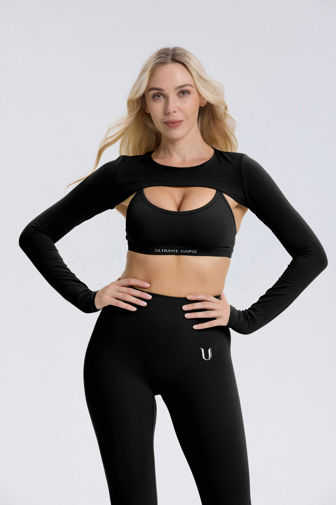 Hailey | Long Sleeve Crop Top - Black