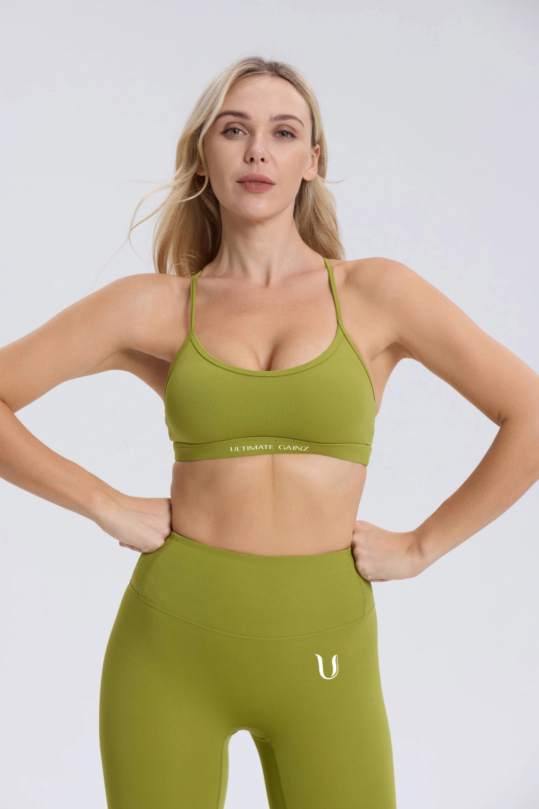 Hailey-Set | Nahtlos Top Leggings Set - Matcha